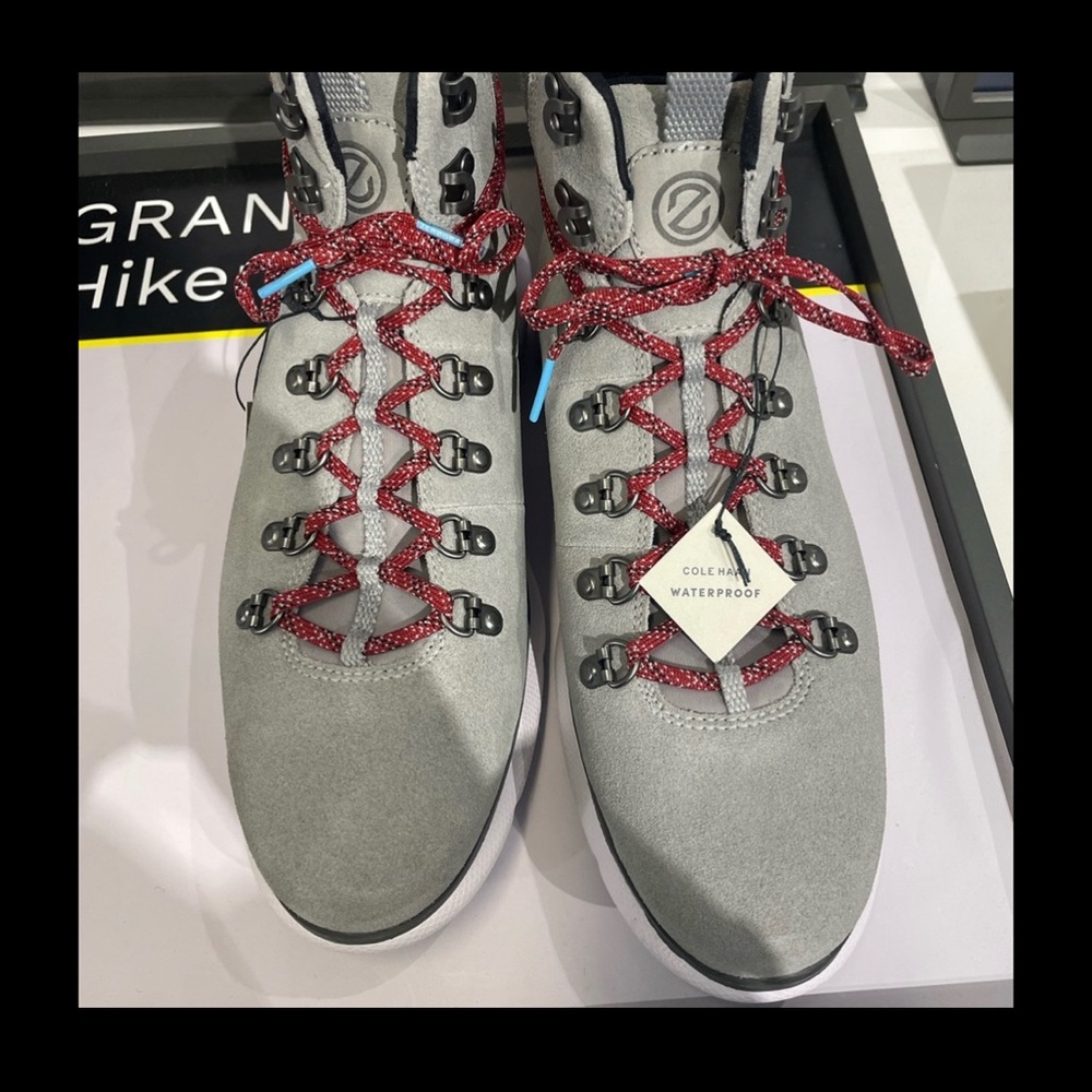 NEW! Gray suede Cole HAAN hiking boots. Mens size 13